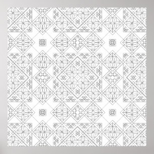 Verziertes Diamant-Kachel-Mandala-Muster zum Ausma Poster