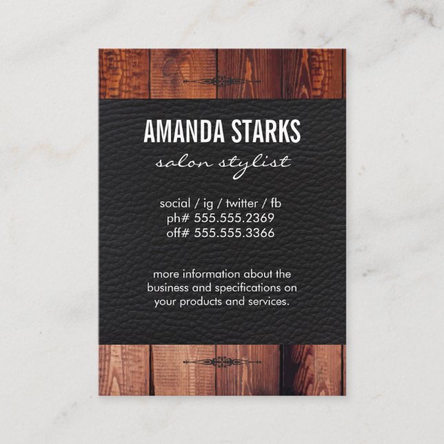 Verziertes Element Holz-Kornleder Visitenkarte (Vorderseite)