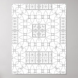 Verziertes Fliesenmuster Malvorlage Symmetrie-Desi Poster