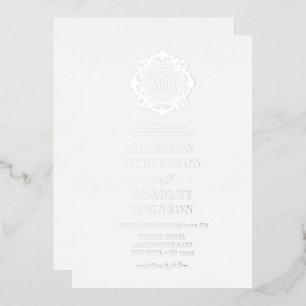 Verziertes Floral Monogram Wedding Elegant Folieneinladung