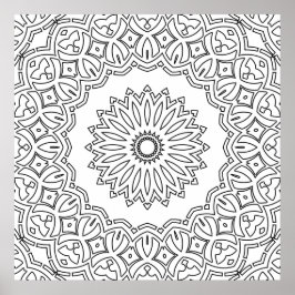Verziertes florales Mandala mit gezacktem Randdesi Poster