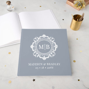 Verziertes florales Monogramm Hochzeit Elegantes S Gästebuch