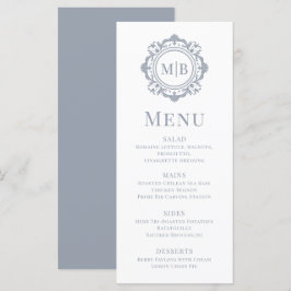 Verziertes florales Monogramm Hochzeit Elegantes S Menükarte