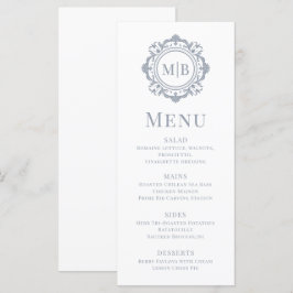 Verziertes florales Monogramm Hochzeit Elegantes S Menükarte