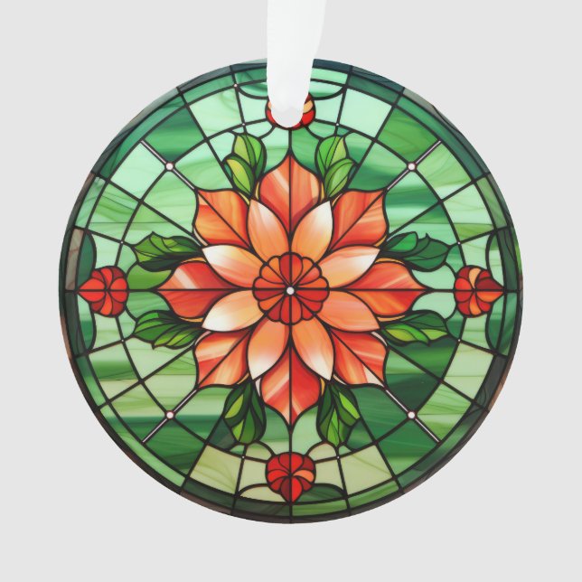 Verziertes Glas Poinsettia Ornament (Vorderseite)
