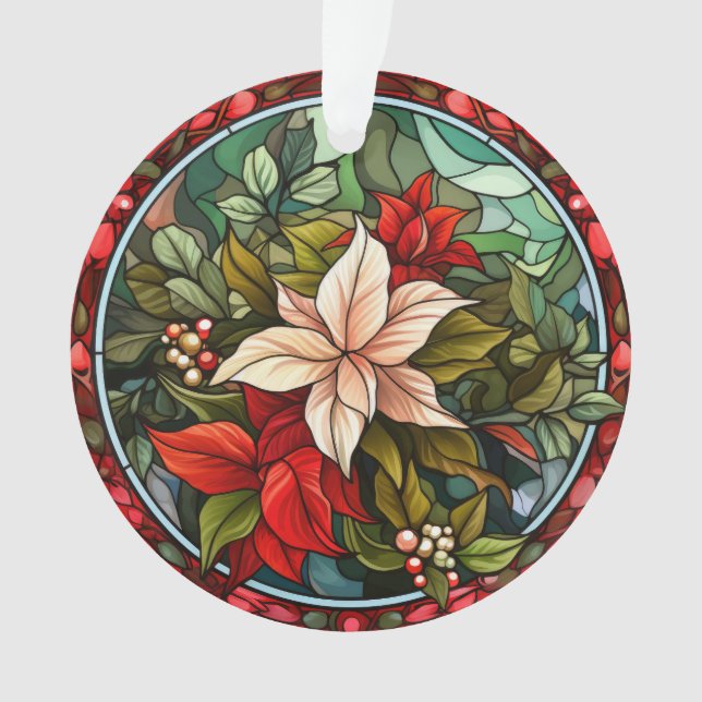 Verziertes Glas Poinsettia Ornament (Vorderseite)