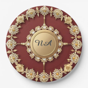 Verziertes Gold-Blumendesign Pappteller