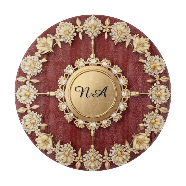 Verziertes Gold-Blumendesign Schneidebrett (Vorderseite)
