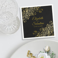 Verziertes Gold Floral Filigree Elegante Schwarze