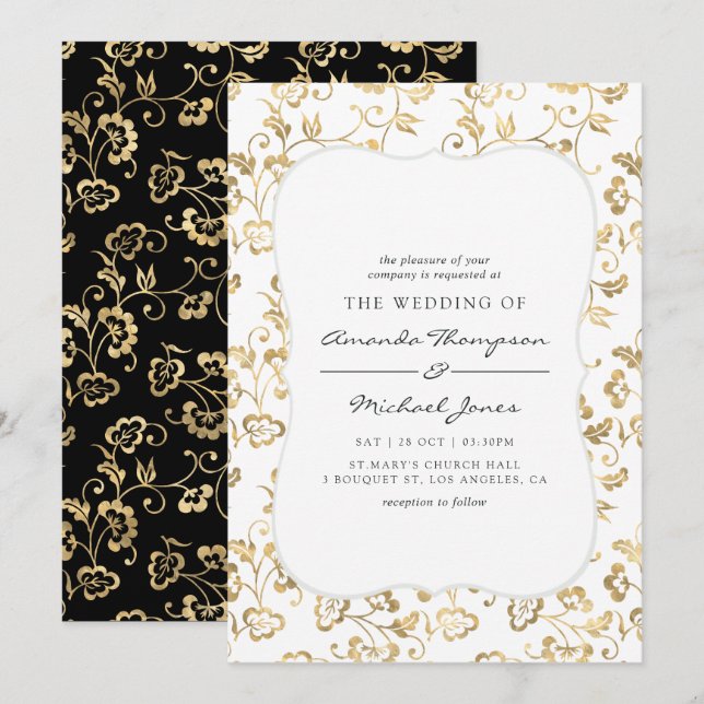 Verziertes Gold Overlay und JEDE FARBE Hochzeit Einladung (Vorne/Hinten)