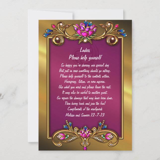Verziertes Gold Tone Floral Rahmen Hochzeitszettel (Vorderseite)