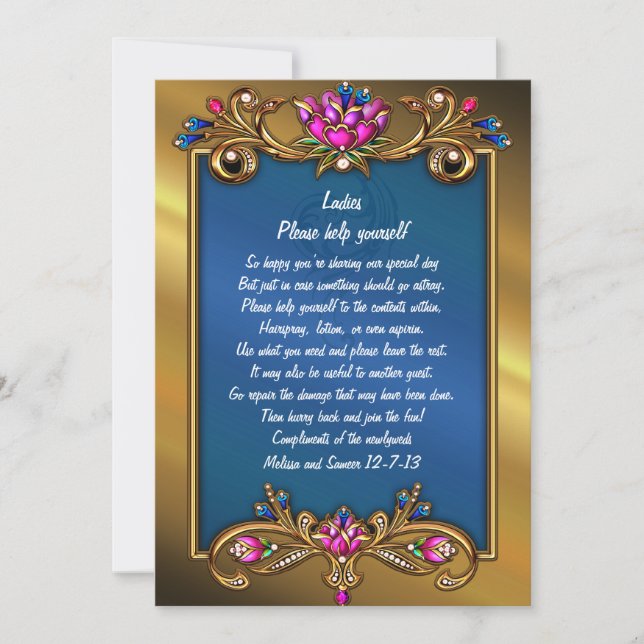 Verziertes Gold Tone Floral Rahmen Hochzeitszettel Einladung (Vorderseite)