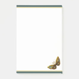 Verziertes Gold und Aquamariner Schmetterling 4"x6 Post-it Klebezettel