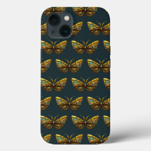 Verziertes Gold und Aquamarines Schmetterling Case-Mate iPhone Hülle