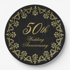 Verziertes Gold zum 50. Geburtstag der Black Weddi Pappteller