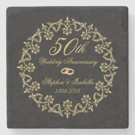 Verziertes Gold zum 50. Geburtstag der Black Weddi Steinuntersetzer