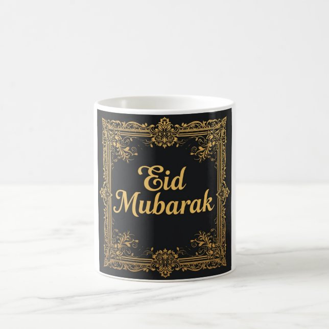 Verziertes Golden Frame Eid Mubarak Design Kaffeetasse (Mittel)