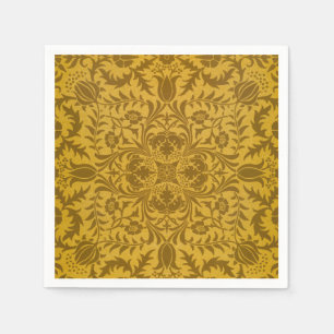 Verziertes goldenes Blumenmuster mit symmetrischen Serviette