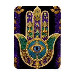 Verziertes goldenes drittes Auge Hamsa Magnet