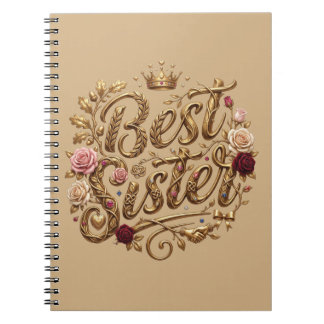 Verziertes goldenes Schwesterschrift-Design Notizblock