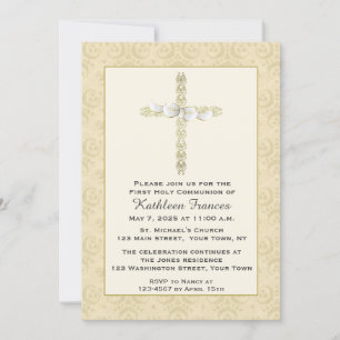 Verziertes Goldkreuz mit dem Bogen, religiös Einladung