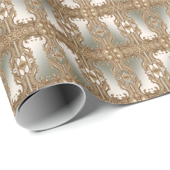Verziertes Goldpapier Geschenkpapier (Rolleneckpunkt)