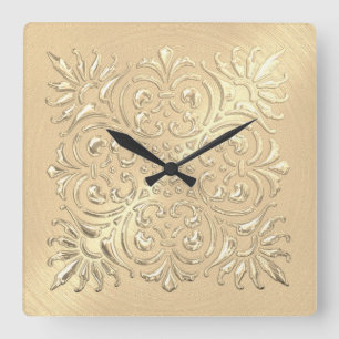 Verziertes goldverkleidetes Aussehen Quadratische Wanduhr