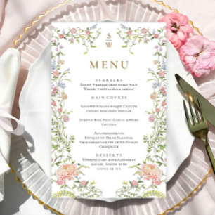 Verziertes "Grace Pastel Blush Floral Wedding Menu