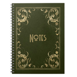 Verziertes Green und Gold Frame Notebook Notizblock