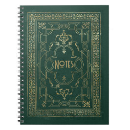 Verziertes Green und Gold Frame Notebook Notizblock