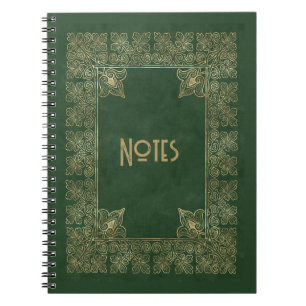 Verziertes Green und Gold Frame Notebook Notizblock
