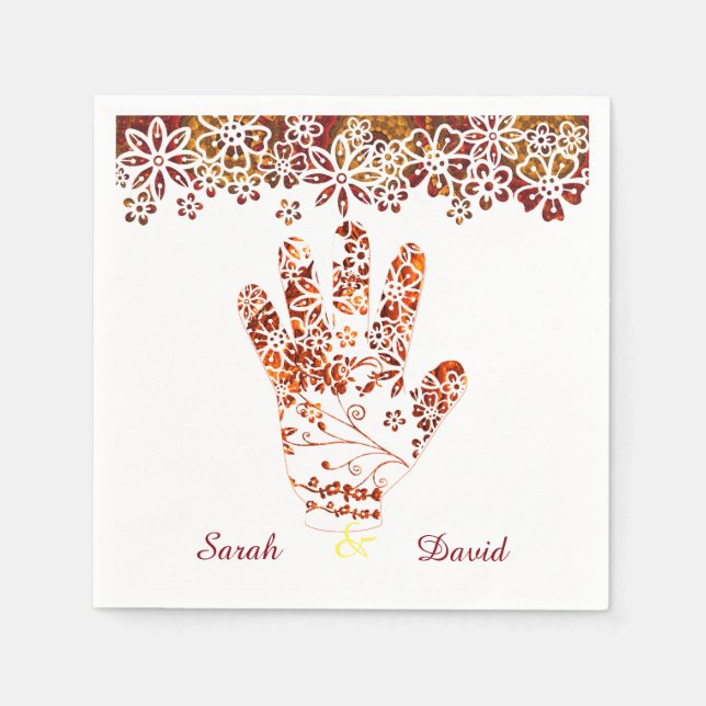 Verziertes Handdesign von Mehndi Henna Serviette (Vorderseite)