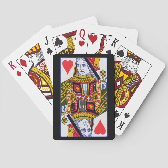 Verziertes Herz Queen Red Hearts Black Bicycle Pla Spielkarten (Rückseite)