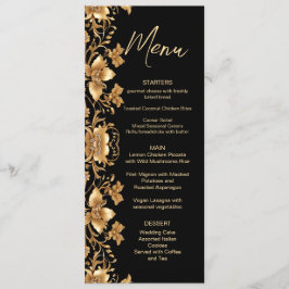 Verziertes Hochzeitsmenü der Goldblume Menükarte