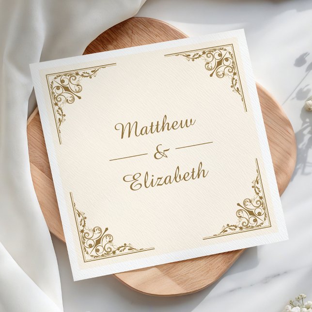 Verziertes Hochzeitspapier aus Creme und Gold Serviette (Von Creator hochgeladen)