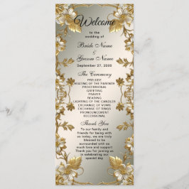 Verziertes Hochzeitsprogramm für White Floral Gold Programm