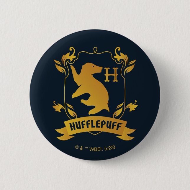 Verziertes HUFFLEPUFF™-Wappen Button (Vorderseite)