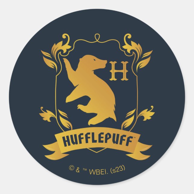 Verziertes HUFFLEPUFF™-Wappen Runder Aufkleber (Vorderseite)