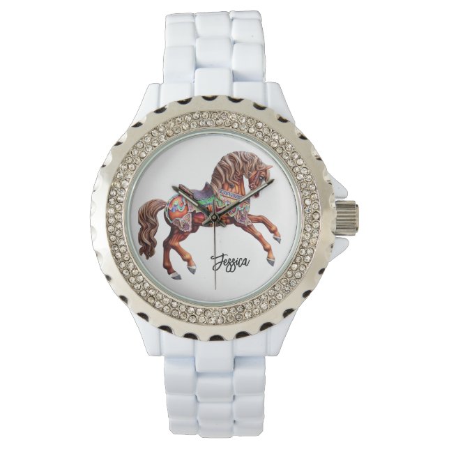 Verziertes Karussellpferd Armbanduhr (Vorderseite)