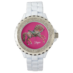 Verziertes Karussellpferd Armbanduhr