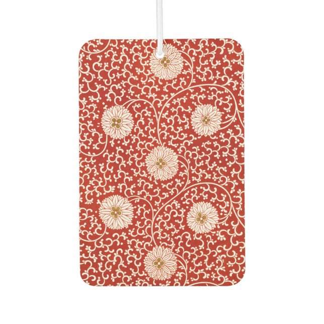 Verziertes klassisches Muster mit roter Blume Autolufterfrischer (Vorderseite)