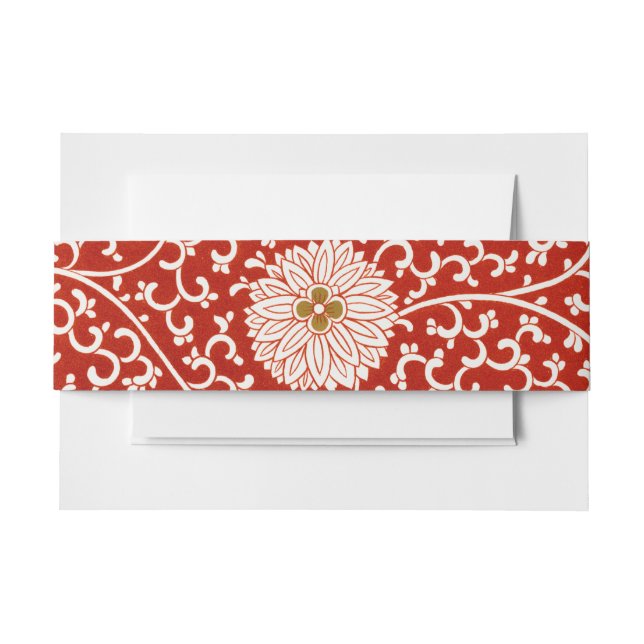 Verziertes klassisches Muster mit roter Blume Einladungsbanderole (Vorderseite Beispiel)