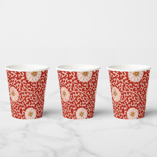 Verziertes klassisches Muster mit roter Blume Pappbecher