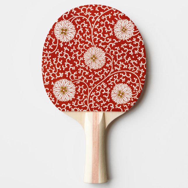 Verziertes klassisches Muster mit roter Blume Tischtennis Schläger (Vorderseite)