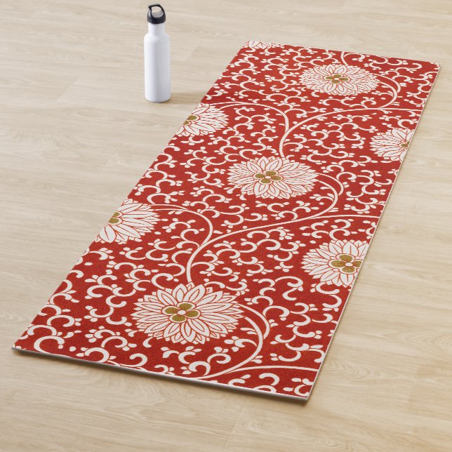 Verziertes klassisches Muster mit roter Blume Yogamatte (Beispiel)