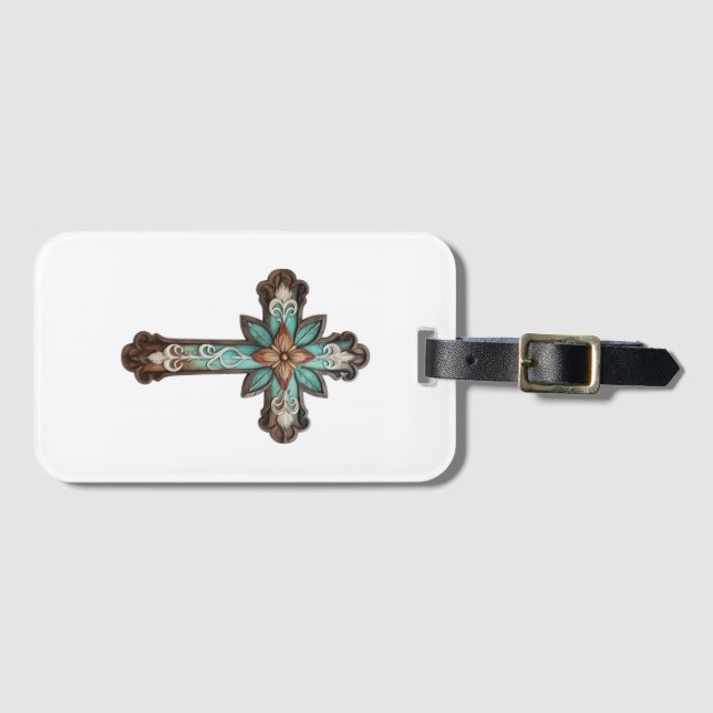 Verziertes Kreuz Gepäckanhänger (Vorderseite (Horizontal))