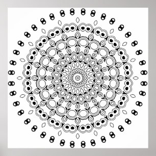 Verziertes mehrschichtiges Mandala mit Blatt- und  Poster