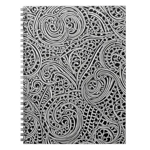 Verziertes monochrome Swirn-Notebook Notizblock