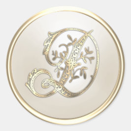 Verziertes Monogramm D für Gold und Elfenbein Runder Aufkleber