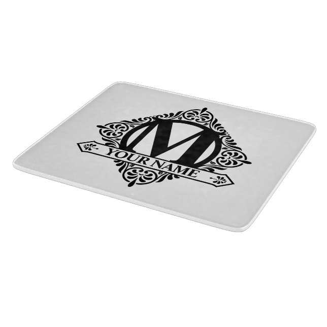 Verziertes Monogramm-Entwurfspanbrett Schneidebrett (Ecke)